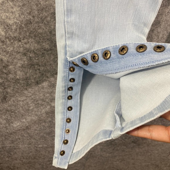 Soft Surroundings Pants Small Tall Light Blue High Rise Chambray Button Hem - Picture 5 of 11